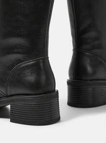 SheIn MOD 女性時尚休閒靴子適用於秋天和冬天 - 黑色 - 查看 5