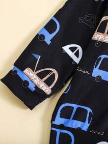 SHEIN Young Boy Car Print Tee & Sweatpants - Black - View 7