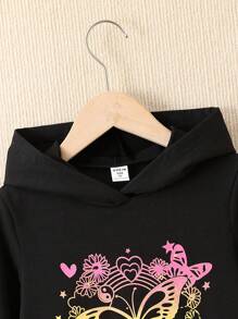 SHEIN Áo nỉ in hình bướm cho bé gái - màu đen - Xem 3