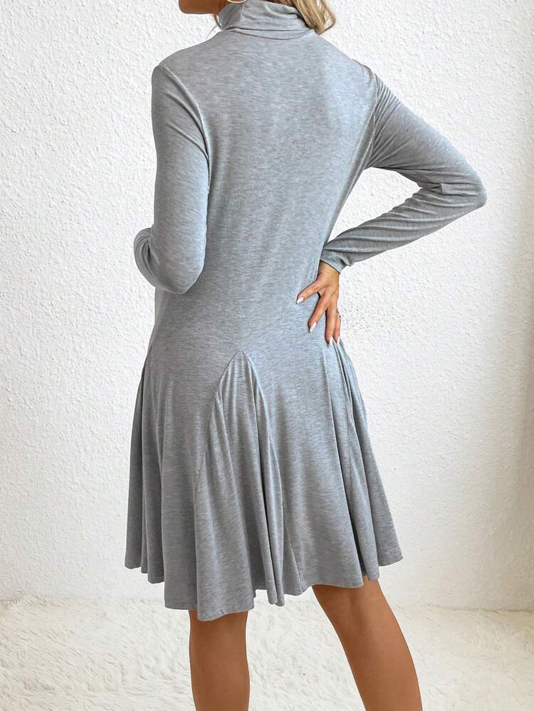 Maternity High Neck Flowy Hem Dress