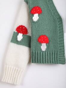 SHEIN 女小童蘑菇圖案撞色開襟衫不帶T恤 - 彩色 - 查看 4