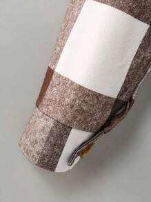 Teen Girl Plaid Print Flap Pocket Curved Hem Overcoat