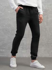 RueChic Men Solid Slant Pocket Drawstring Waist Pants