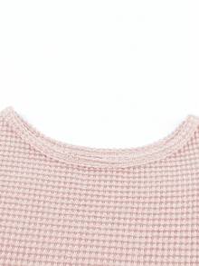 Acelitt Solid Drop Shoulder Tee - Pink - View 7