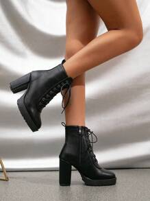 Women Fashion Boots Zip Sisi - Hitam - View 5