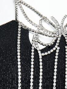 Hauture Loại bướm Pha lê Váy sequin - màu đen - Xem 8
