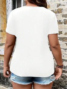 SHEIN LUNE Plus Letter Graphic Tee - White - View 2