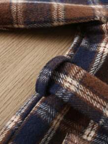 Baby Boy Plaid Print Overcoat With Belt - Multicolor - View 7