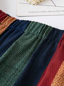 SHEIN LUNE Plus Striped Print Shirt & Wide Leg Pants - Multicolor - View 4