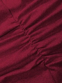 SHEIN Unity Chất rắn Xù Halter Neck Không lưng Váy bodycon - Đỏ - Xem 5