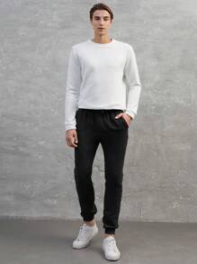 RueChic Men Solid Slant Pocket Drawstring Waist Pants