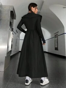 SHEIN EZwear Dây kéo Túi Kép Đầm - màu đen - Xem 2