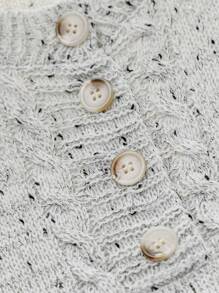 SHEIN LUNE 加大码半扣落肩混色针织套头衫秋冬毛衣 - 灰色 - 查看 6