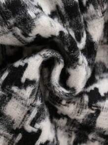 Baby Girl Plaid Pattern Double Breasted Overcoat - Black and White - View 8