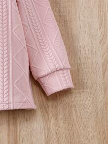 SHEIN Tween Girl Fuzzy Trim Hooded Coat Without Sweater - Pink - View 5