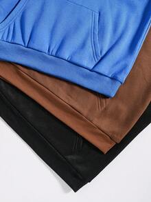 青少年男童三件套字母图案袋鼠口袋卫衣 - 黑色 - 查看 5