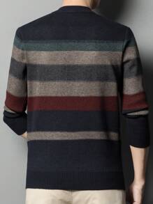 Men Color Block Quarter Zipper Sweater