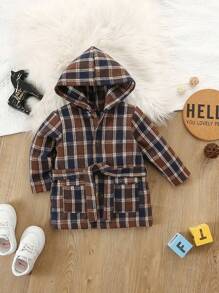 Baby Boy Plaid Print Overcoat With Belt - Multicolor - View 3