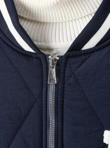 Tween Boy Letter Patched Raglan Sleeve Padded Coat - Multicolor - View 4