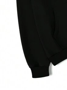 Manfinity EMRG 男士字母圖案拉鏈連帽衫&運動衫 - 黑色 - 查看 6