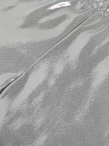 Baby Girl Solid Elastic Waist Metallic Pants - Silver - View 3