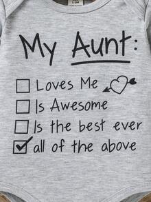 SHEIN 女嬰標語圖案連身背心 - 灰色 - 查看 6