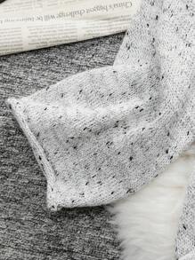 SHEIN LUNE 加大码半扣落肩混色针织套头衫秋冬毛衣 - 灰色 - 查看 5