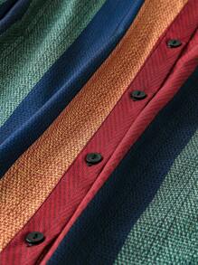 SHEIN LUNE Plus Striped Print Shirt & Wide Leg Pants - Multicolor - View 3