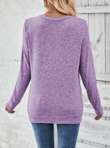 EMERY ROSE Camiseta con diseño de botón fruncido - Morado - Ver 2