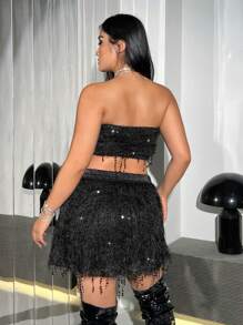 SHEIN ICON Plus Fuzzy Tube Top & Skirt