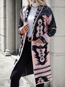 SHEIN Essnce 图案落肩开衫 - 彩色 - 查看 3