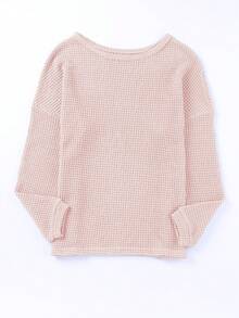 Acelitt Solid Drop Shoulder Tee - Pink - View 6
