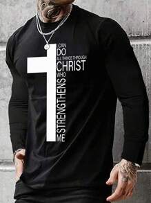 Nam Slogan Cross Graphic Tee - màu đen - Xem 1