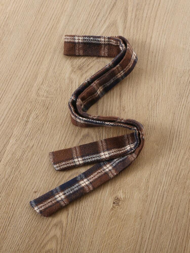 Baby Boy Plaid Print Overcoat With Belt