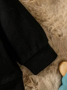 Baby Girl Cartoon & Letter Graphic Sweatshirt - Black - View 3