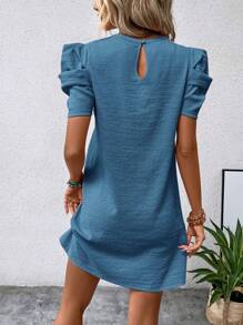 SHEIN Clasi Solid Ruffle Trim Tee Dress