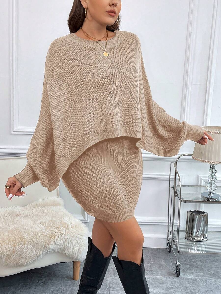 SHEIN Clasi 大碼蝙蝠袖毛衣和針織裙