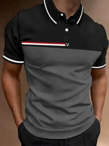 Manfinity Men Contrast Trim Polo Shirt - Grey - View 1