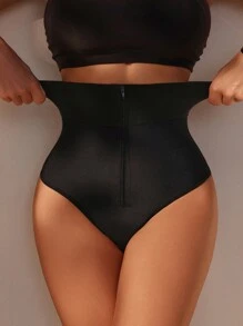 SHEIN Braguitas Moldeadoras Para Mujer Con Cremallera - Negro - Ver 5