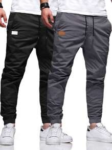 Manfinity Homme Pantalones Sueltos Para Hombre Con 2 Bolsillos Oblicuos - Multicolor - Ver 1