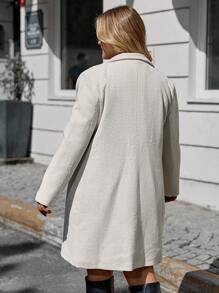 RueChic Plus Lapel Neck Double Breasted Flap Detail Blazer - Apricot - View 2