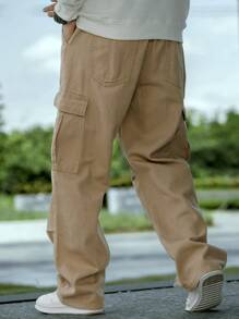 Manfinity Hypemode Nam Túi nắp bên cạnh Quần jean chở hàng - Màu Khaki - Xem 2