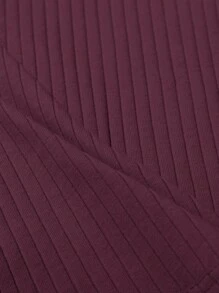 SHEIN Essnce V領條紋針織T恤 - 酒紅色 - 查看 5