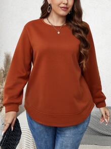 SHEIN LUNE Talla grande Sudadera unicolor de cuello redondo
