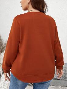 SHEIN LUNE Talla grande Sudadera unicolor de cuello redondo