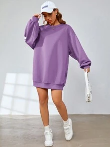 SHEIN EZwear Mặc Câu lạc bộ
Trang phục Dự tiệc
Quần áo Dự tiệc Đồ họa Chữ cái Thả vai Đầm nỉ - Màu tím - Xem 2