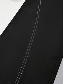 SHEIN Teen Girl Letter Graphic Wide Leg Pants - Black - View 5