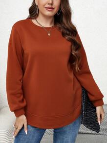 SHEIN LUNE Talla grande Sudadera unicolor de cuello redondo