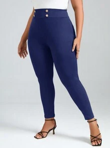 SHEIN Clasi Hơn Chi tiết Nút Xà cạp - Màu xanh lam - Xem 4