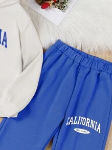 SHEIN 女孩字母圖案連帽衫和運動褲 - 彩色 - 查看 5